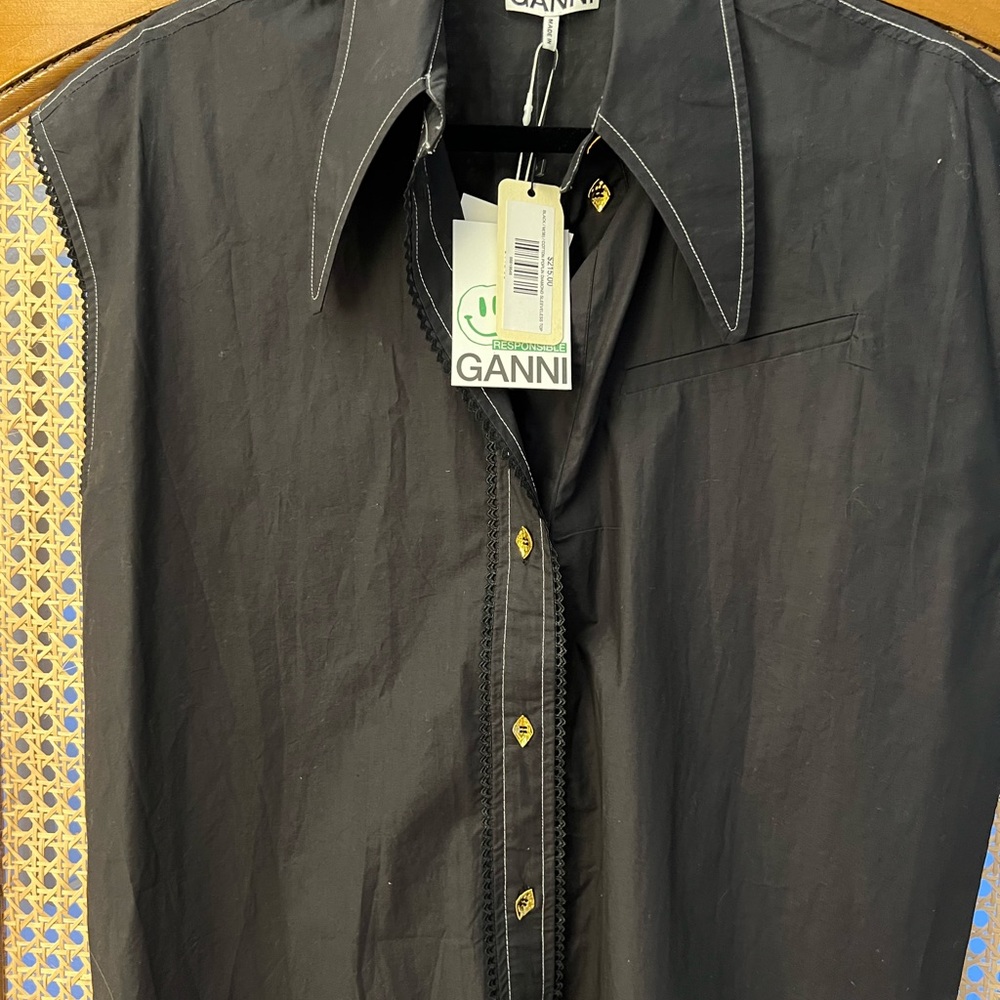 Ganni Organic Cotton-Poplin Top NWT size M